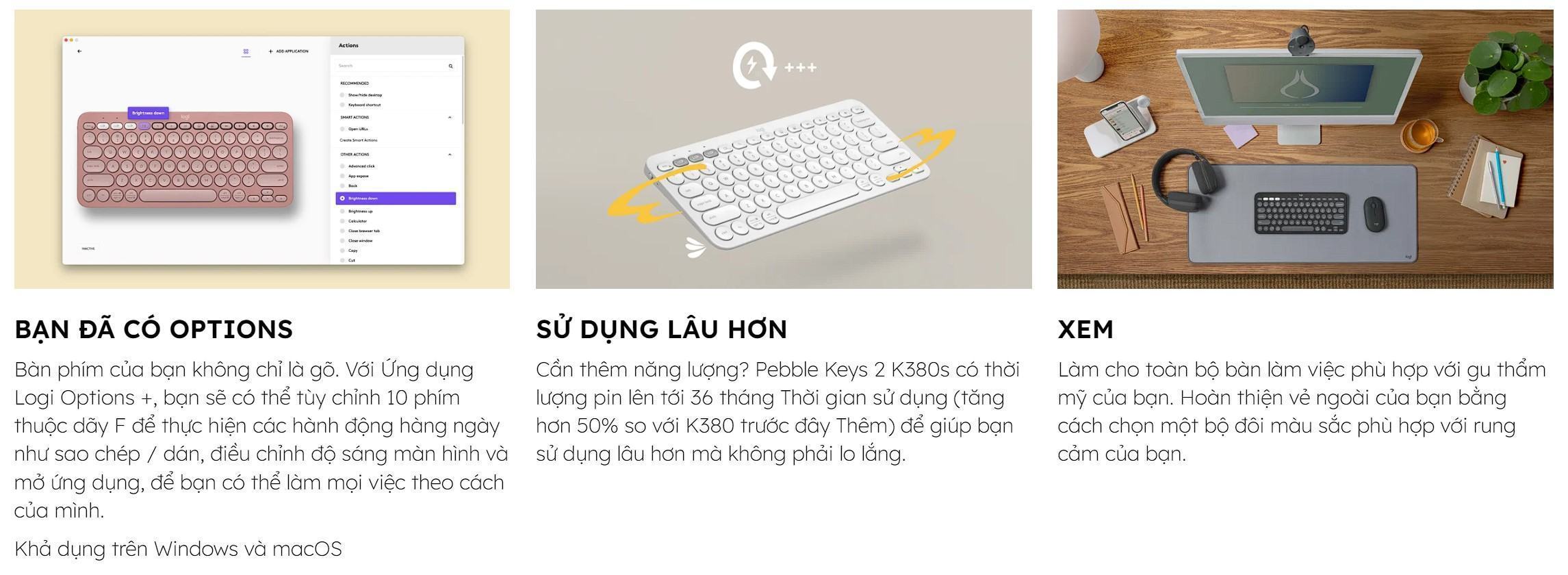 Bàn phím không dây Logitech Pebble keys 2 K380s