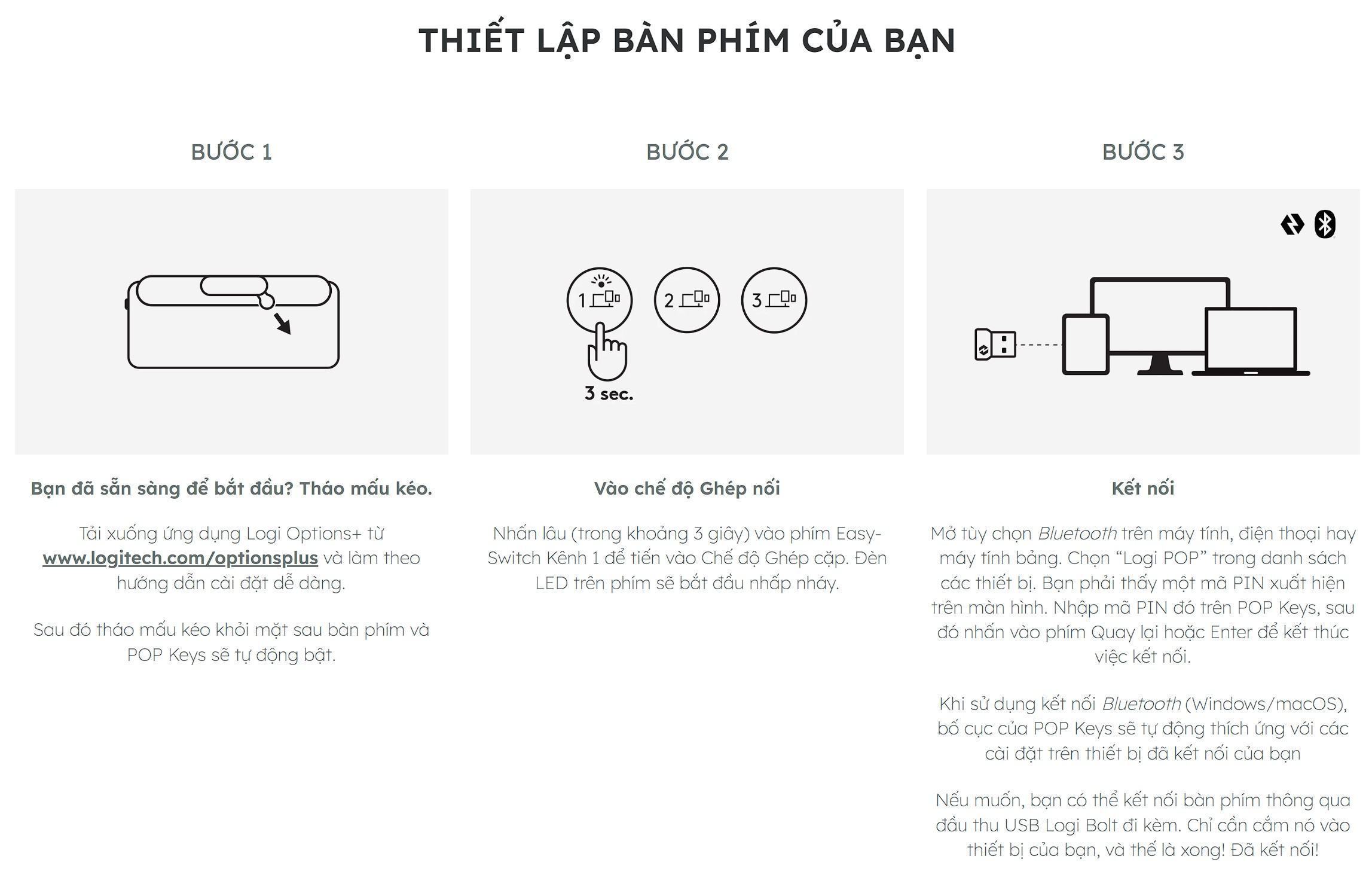 Bàn phím không dây Logitech Pop Keys