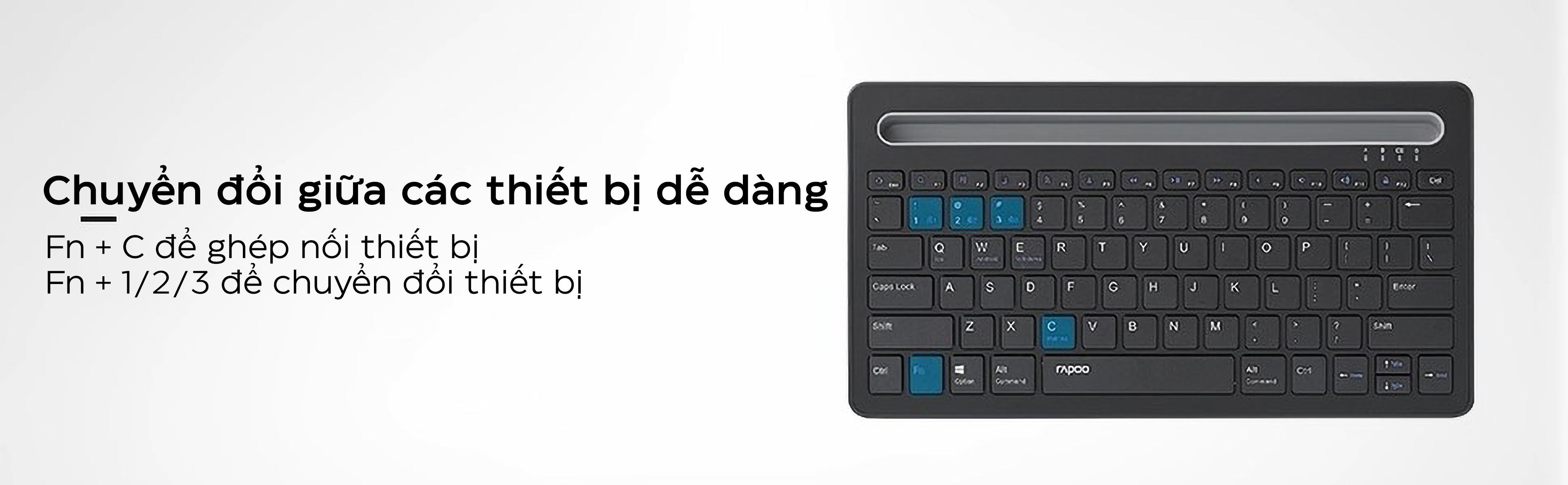 Bàn phím không dây Rapoo XK100 đen (Bluetooth)