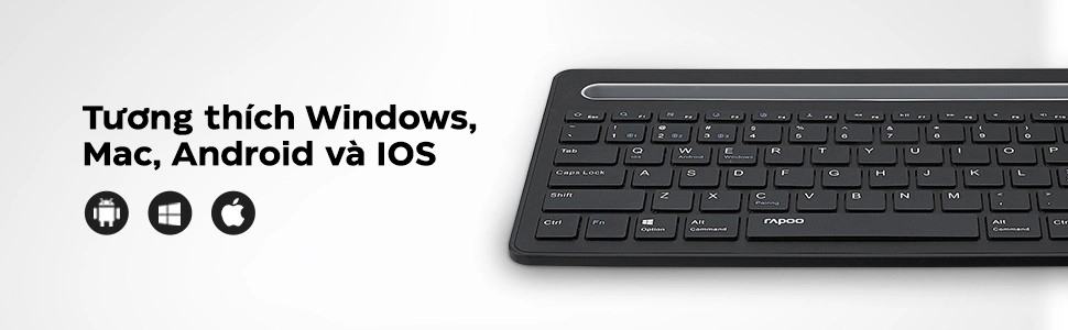 Bàn phím không dây Rapoo XK100 đen (Bluetooth)