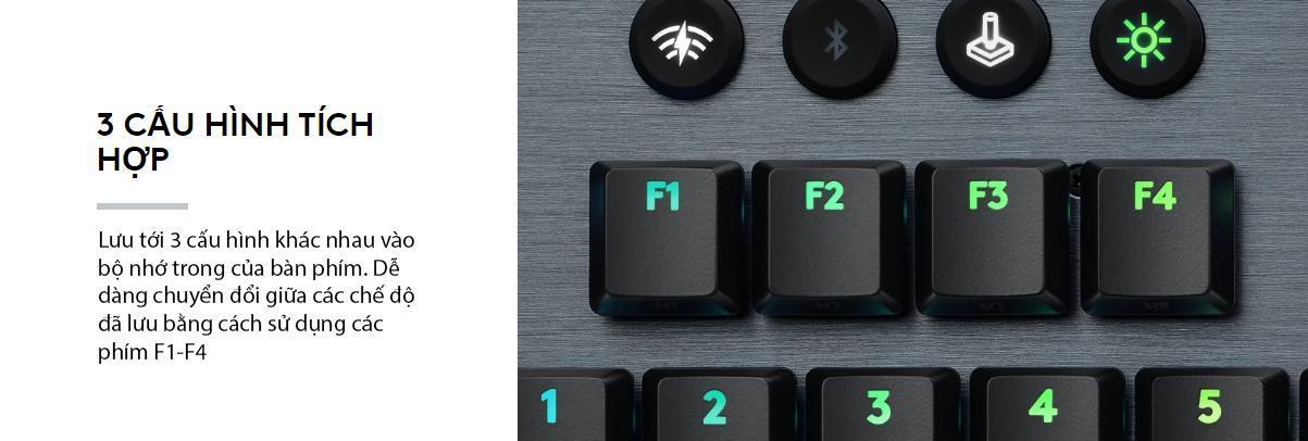 Bàn phím Logitech G913 TKL Lightspeed Wireless RGB Blue Clicky switch 8