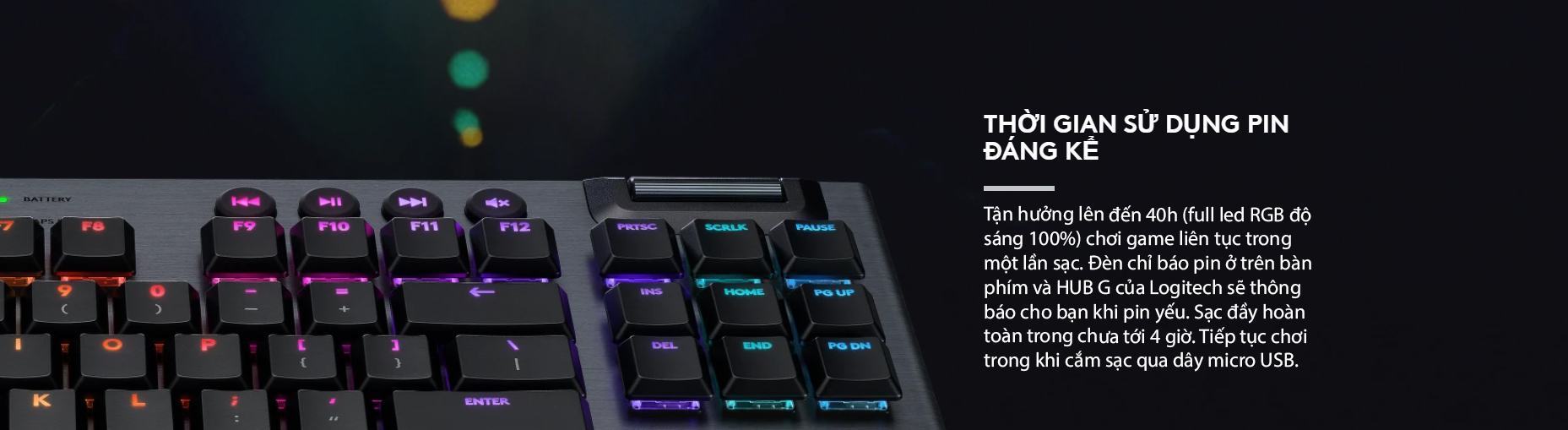 Bàn phím Logitech G913 TKL Lightspeed Wireless RGB Blue Clicky switch 10