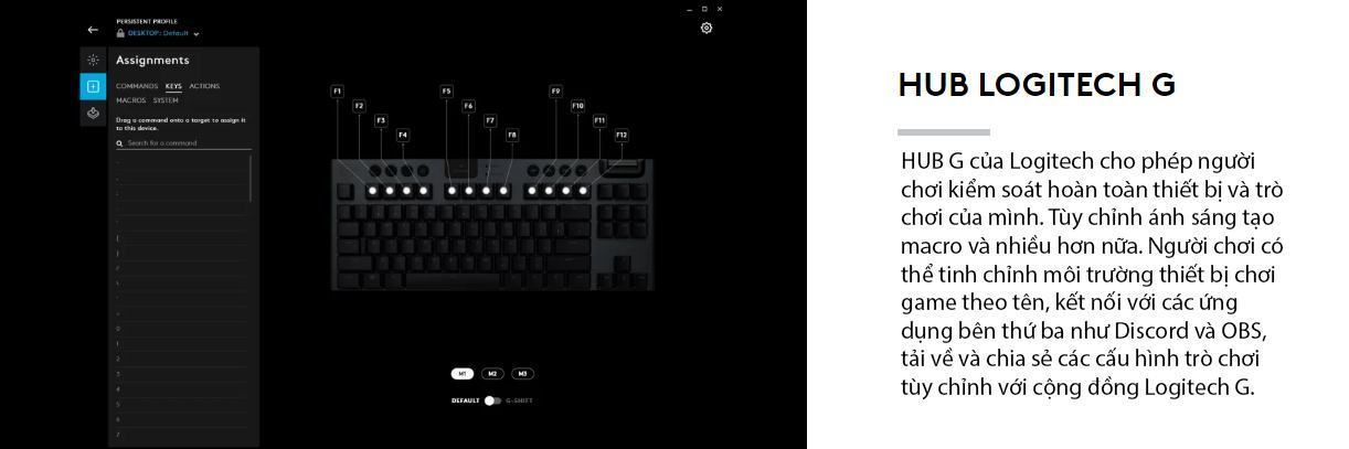 Bàn phím Logitech G913 TKL Lightspeed Wireless RGB Red Linear switch 9