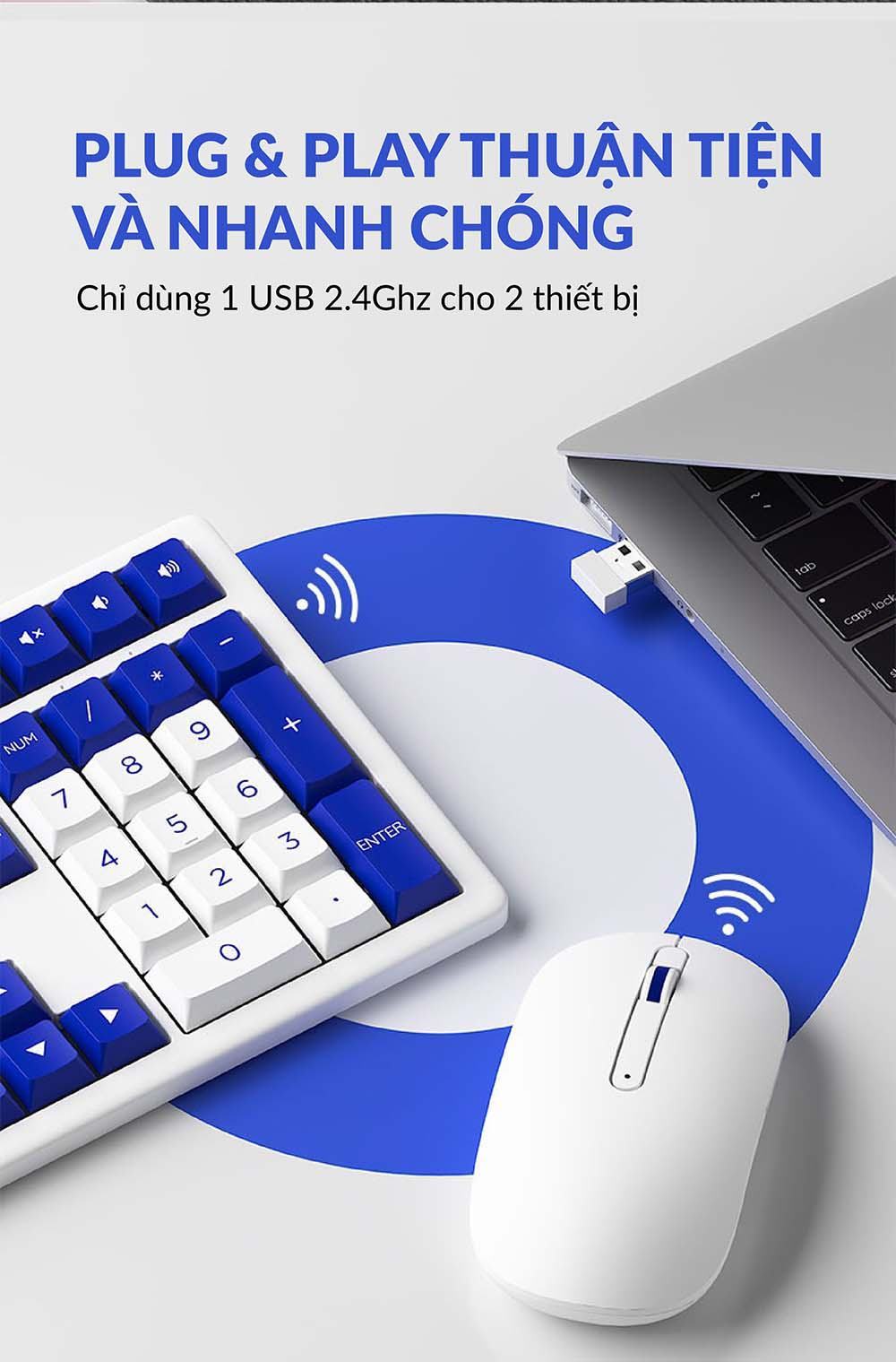 Bộ Bàn Phím chuột không dây AKKO MX108 6