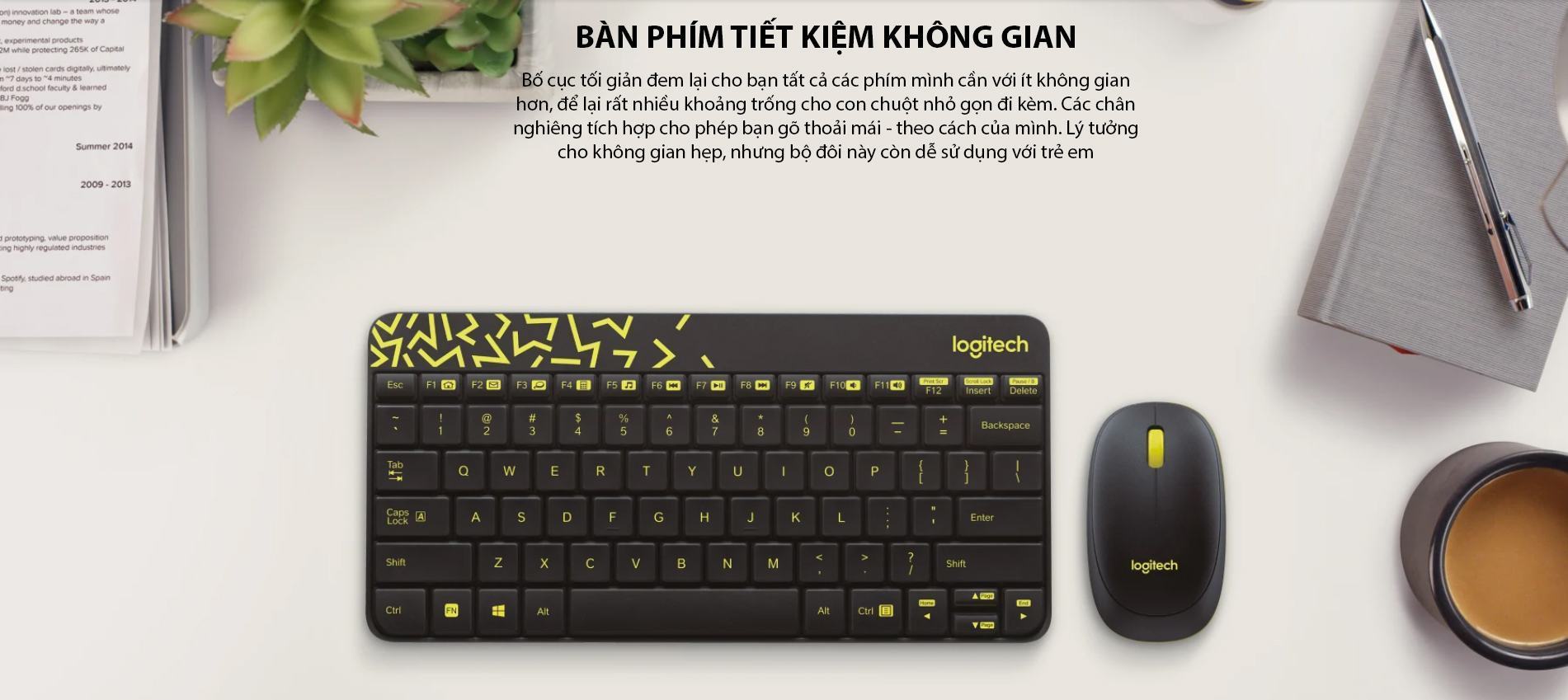 Bộ Bàn phím chuột Không dây Logitech MK240 Wireless Optical Trắng đỏ 2
