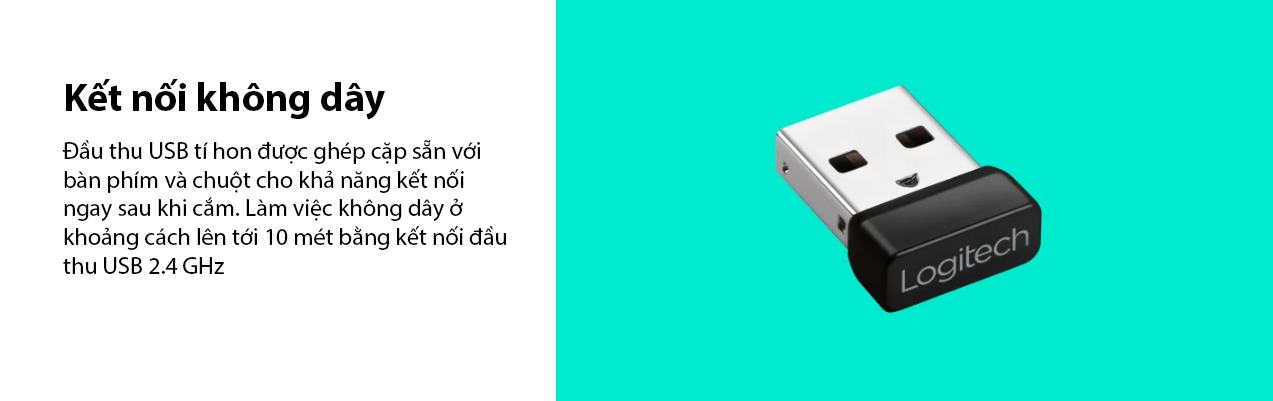 Bộ Bàn phím chuột Không dây Logitech MK240 Wireless Optical Trắng đỏ 4