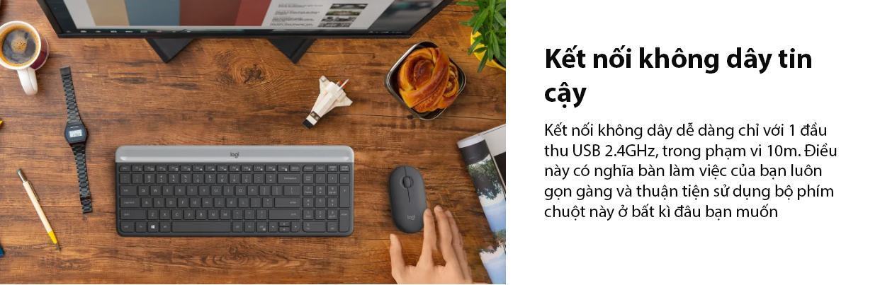 Bộ Bàn phím chuột không dây Logitech MK470 Trắng (USB) 5