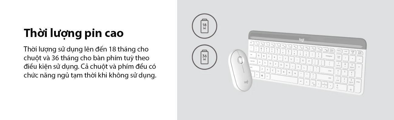 Bộ Bàn phím chuột không dây Logitech MK470 Trắng (USB) 6