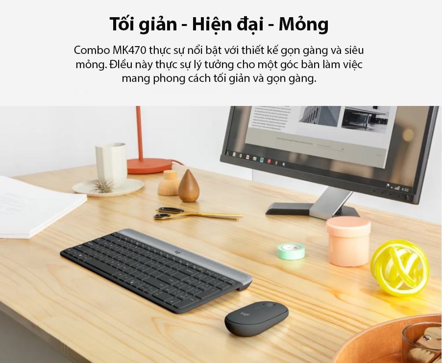 Bộ bàn phím + chuột không dây Logitech MK470 (USB/màu đen) 2