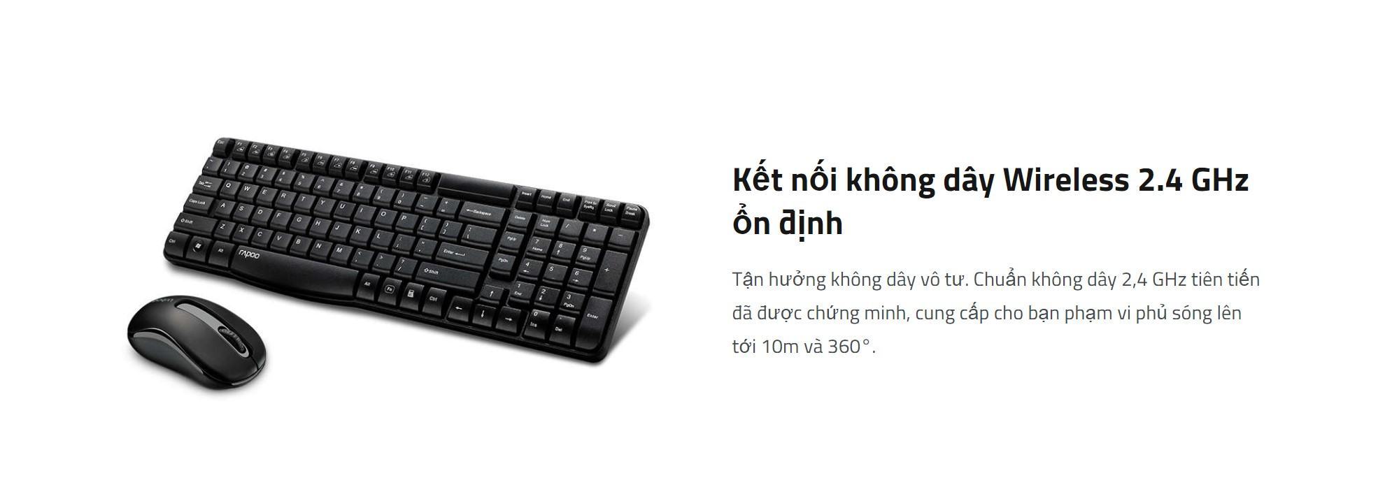 Bộ Bàn phím Chuột Không dây Rapoo X1800S đen (USB)