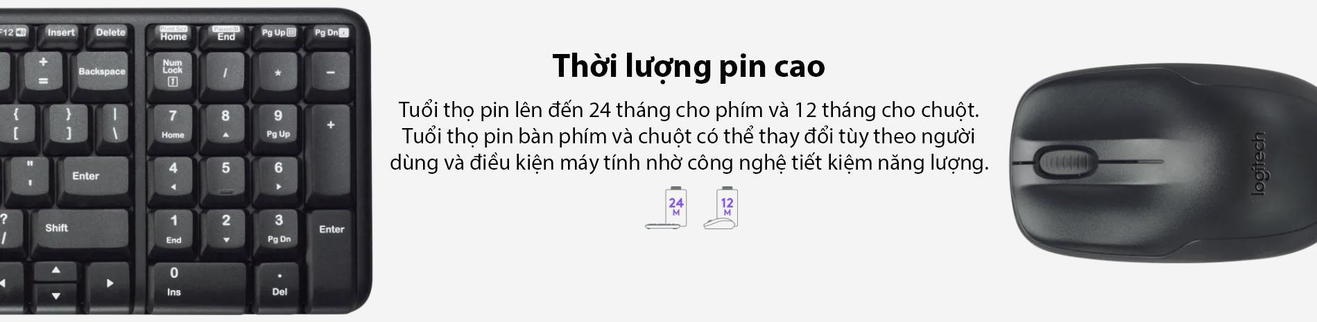 Bộ bàn phím chuột không dây Logitech MK220 Wireless (USB/đen) 4