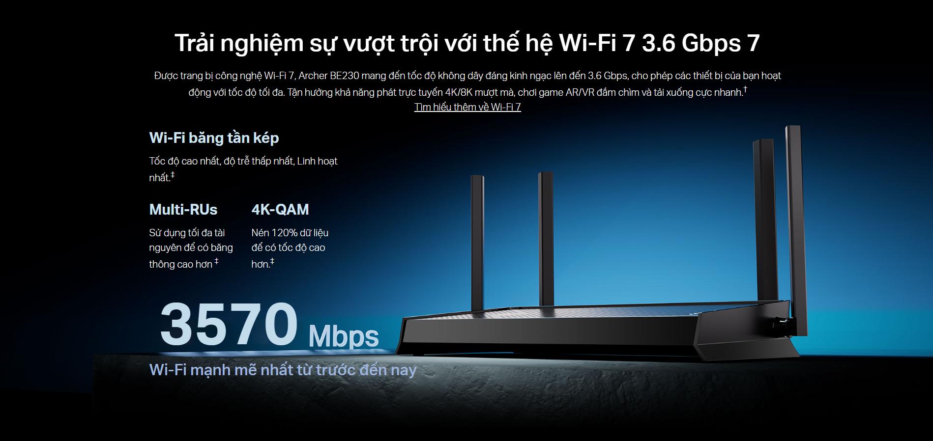 Bộ phát Wifi 7 TP-Link Archer BE230 BE 3600 Dual-Band (Wifi7/BE3600/EasyMesh)  3
