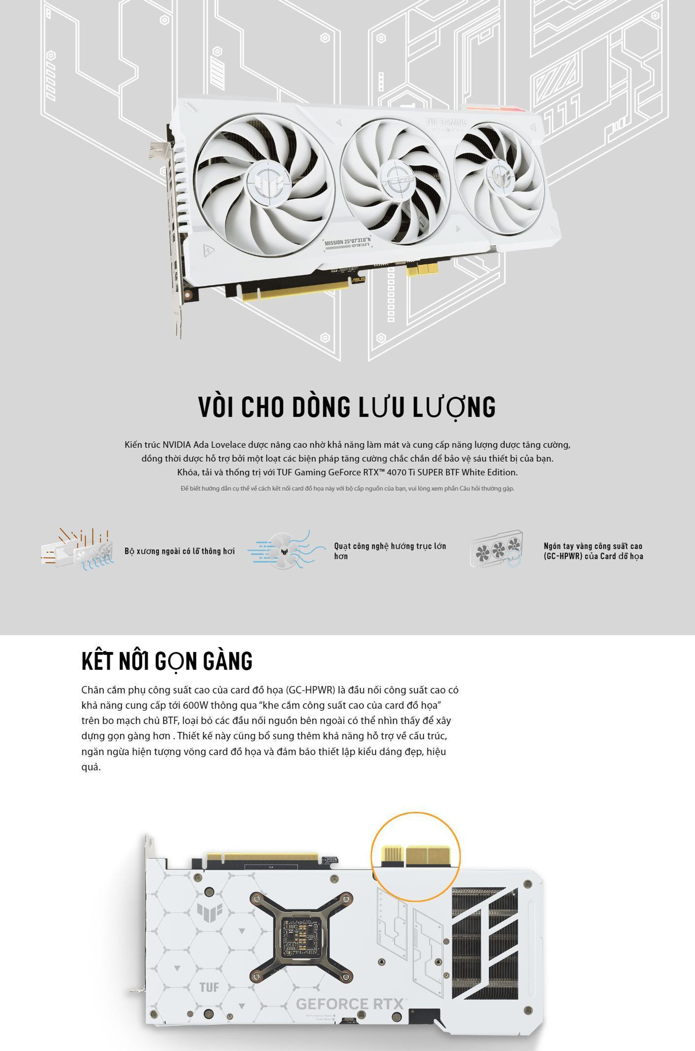 Card màn hình Asus TUF RTX 4070 Ti SUPER-16G-BTF WHITE