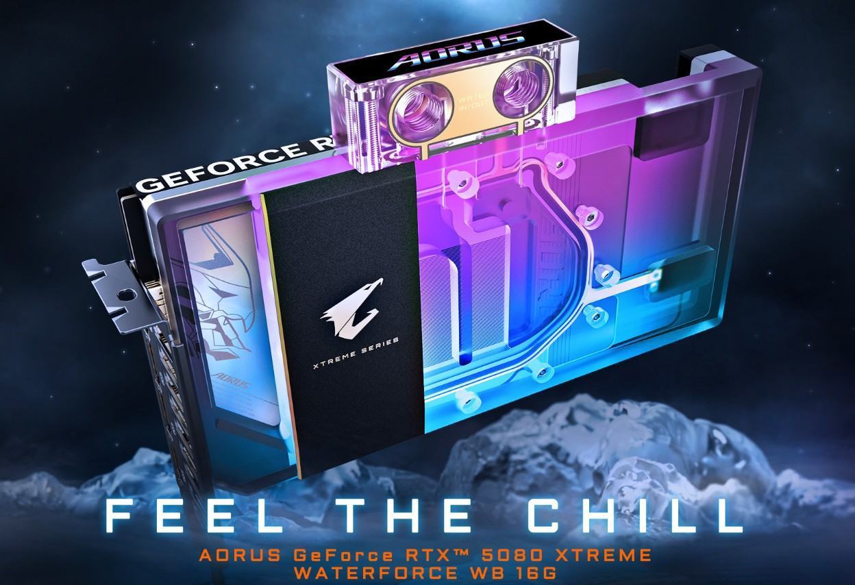 card man hinh gigabyte aorus rtx 5080 xtreme waterforce wb