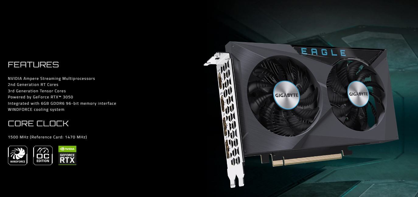 Card màn hình Gigabyte RTX 3050 EAGLE OC-6G