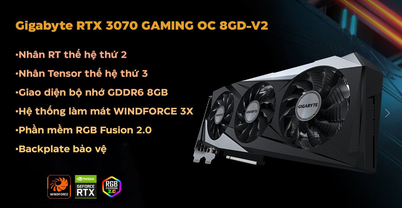 Card màn hình Gigabyte RTX 3070 GAMING OC 8GD-V21