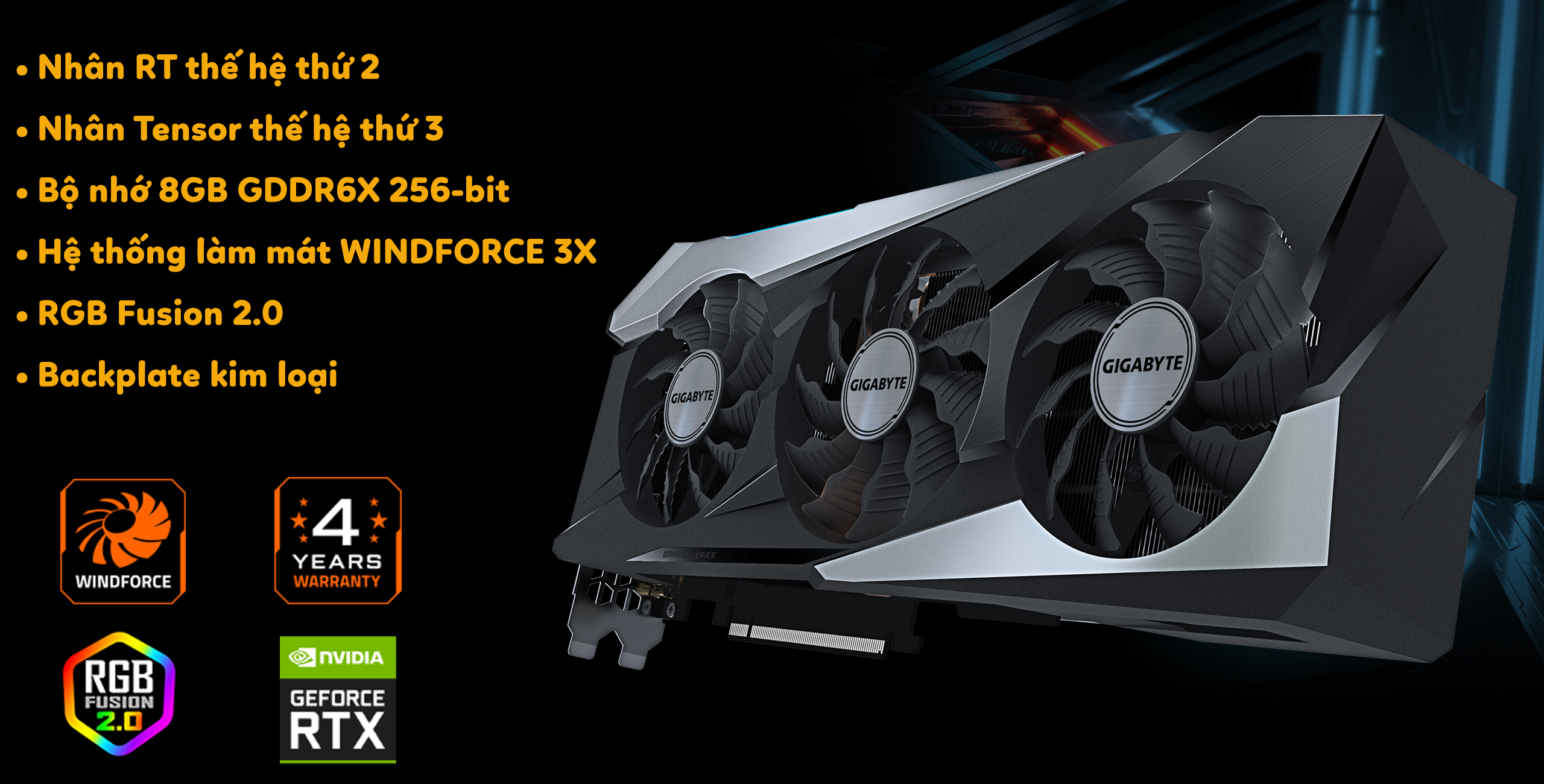 Card màn hình Gigabyte RTX 3070 Ti GAMING OC - 8GD