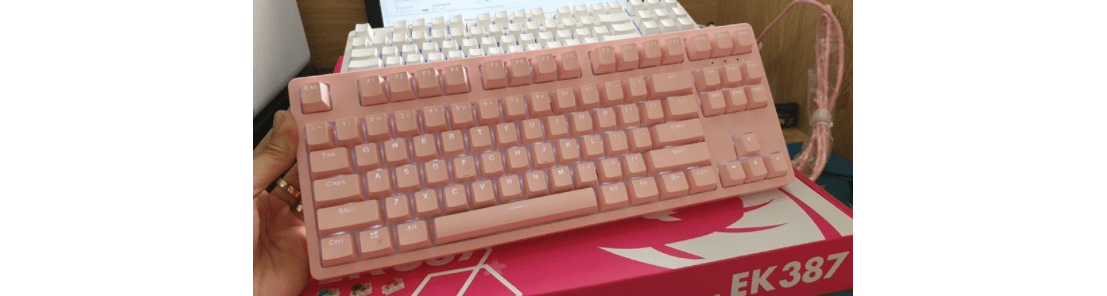 Bàn phím cơ Edra EK387 Pink Huano Blue Switch 1