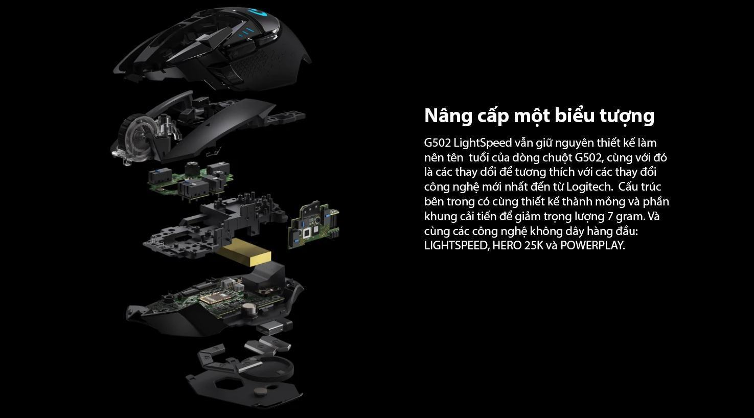 Chuột game Không dây Logitech G502 Hero Lightspeed (USB/RGB/Đen) 3