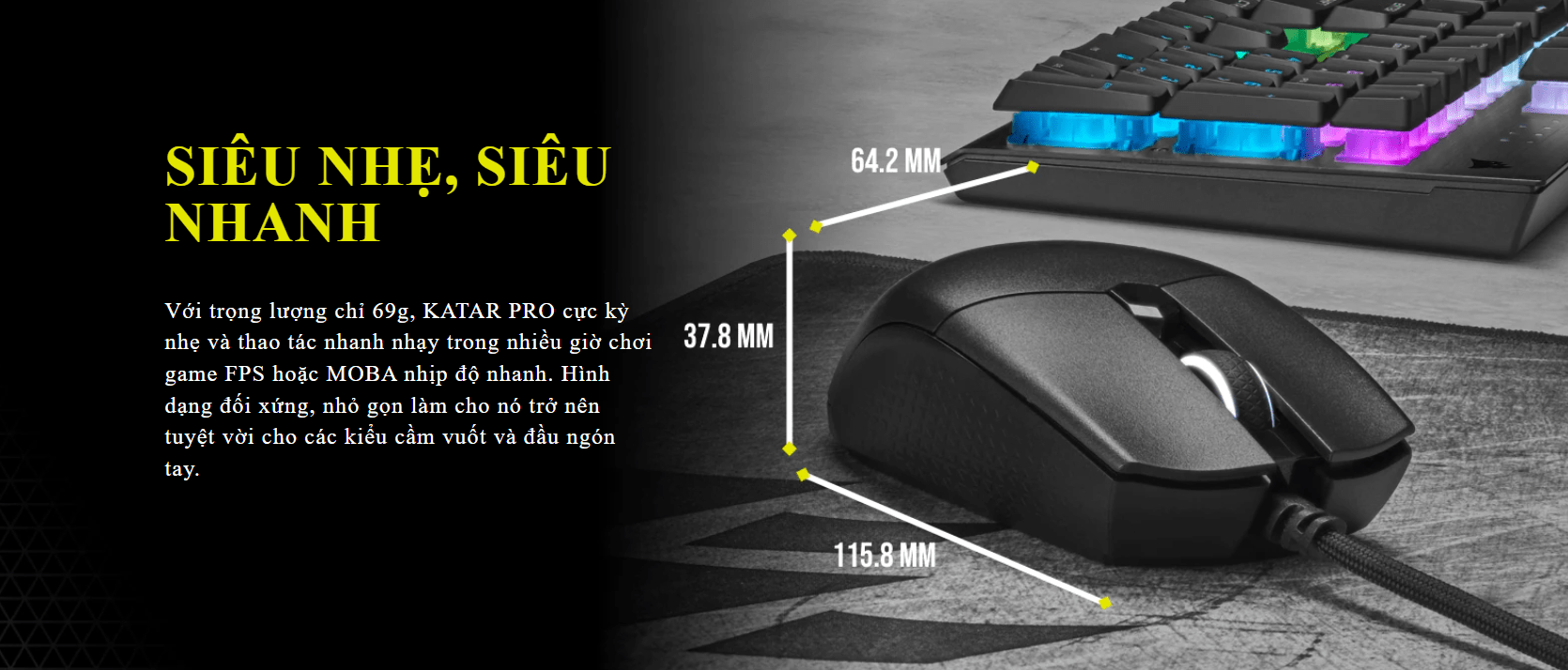 Chuột Corsair Katar Pro (PAW3327) (CH-930C011-AP) 2