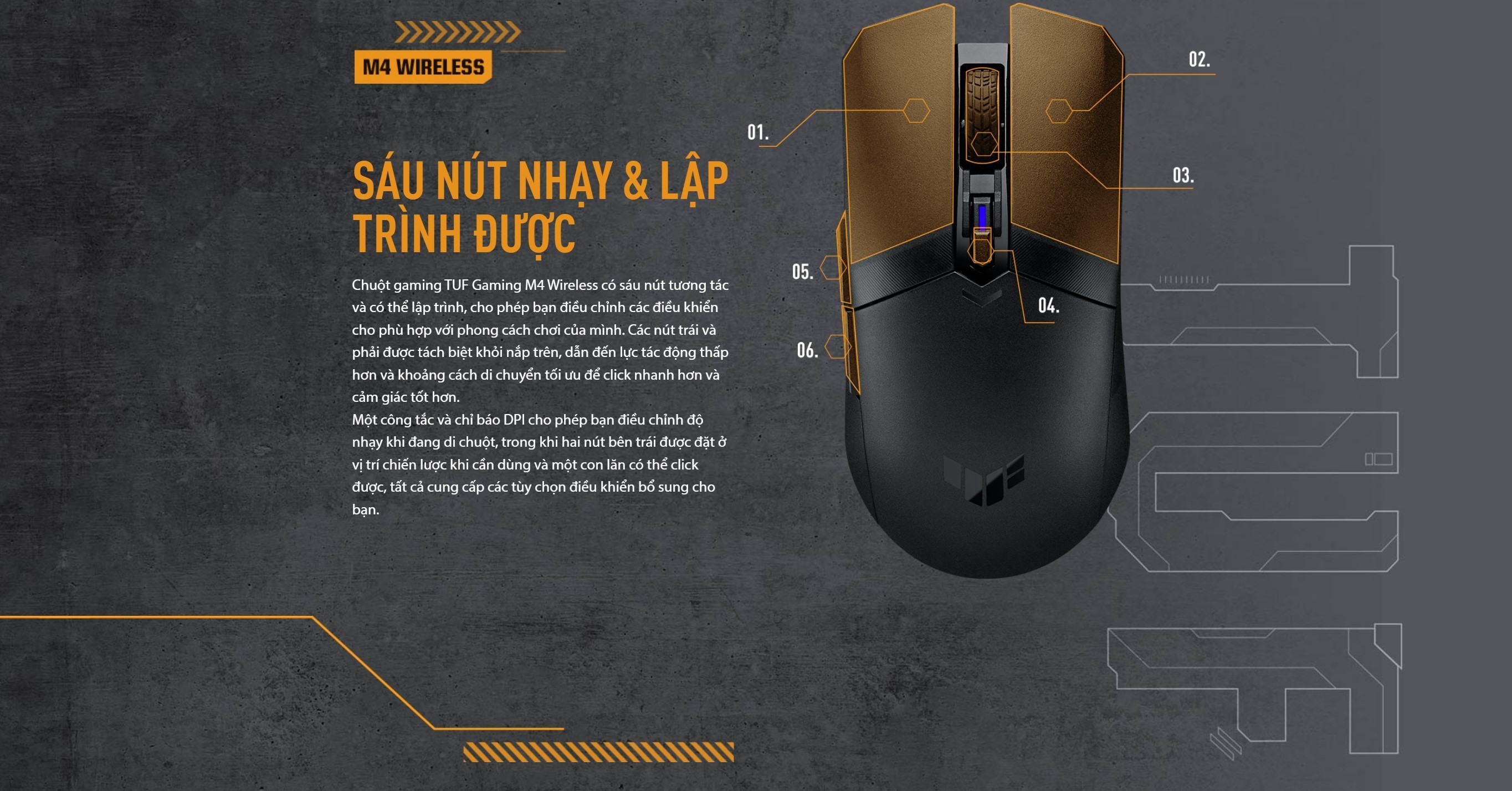 Chuột game không dây Asus TUF M4 Wireless (USB)