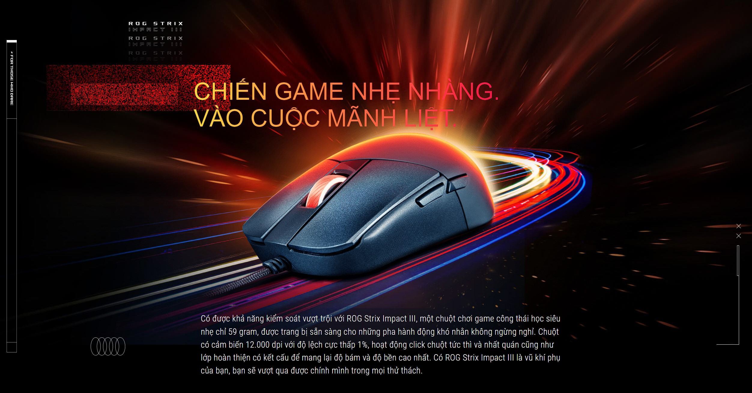 Chuột Gaming có dây Asus ROG Strix Impact III USB/RGB/ĐEN _ 90MP0300-BMUA00
