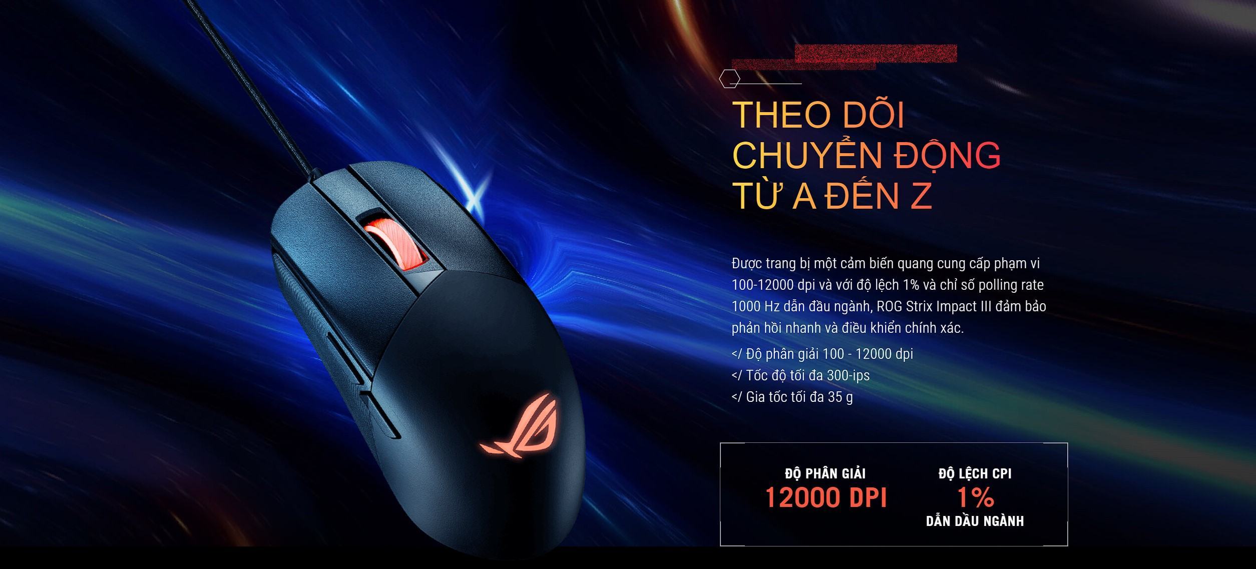 Chuột Gaming có dây Asus ROG Strix Impact III USB/RGB/ĐEN _ 90MP0300-BMUA00
