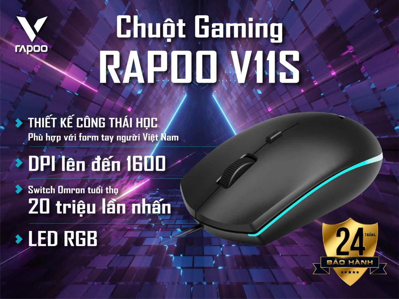 Chuột gaming có dây Rapoo V11s 1