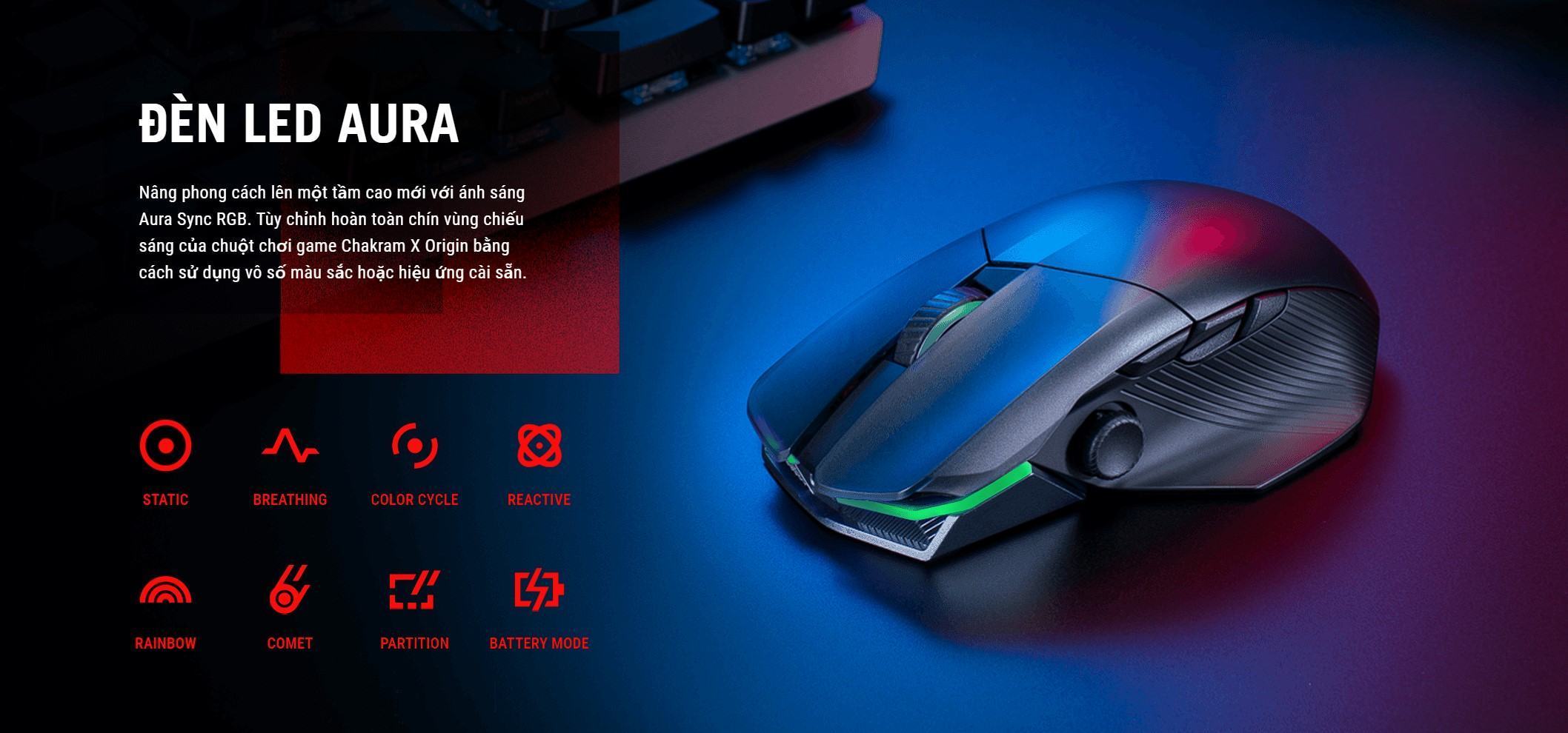 Chuột Gaming không dây ASUS ROG Chakram X Origin (RGB Wireless + Bluetooth + USB) - 90MP02N1-BMUA00