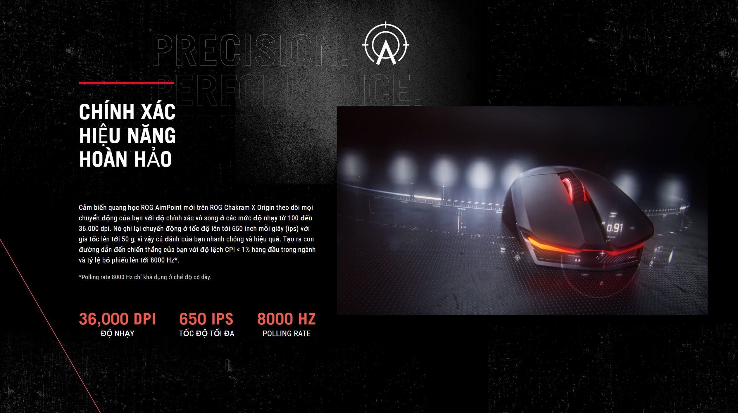 Chuột Gaming không dây ASUS ROG Chakram X Origin (RGB Wireless + Bluetooth + USB) - 90MP02N1-BMUA00