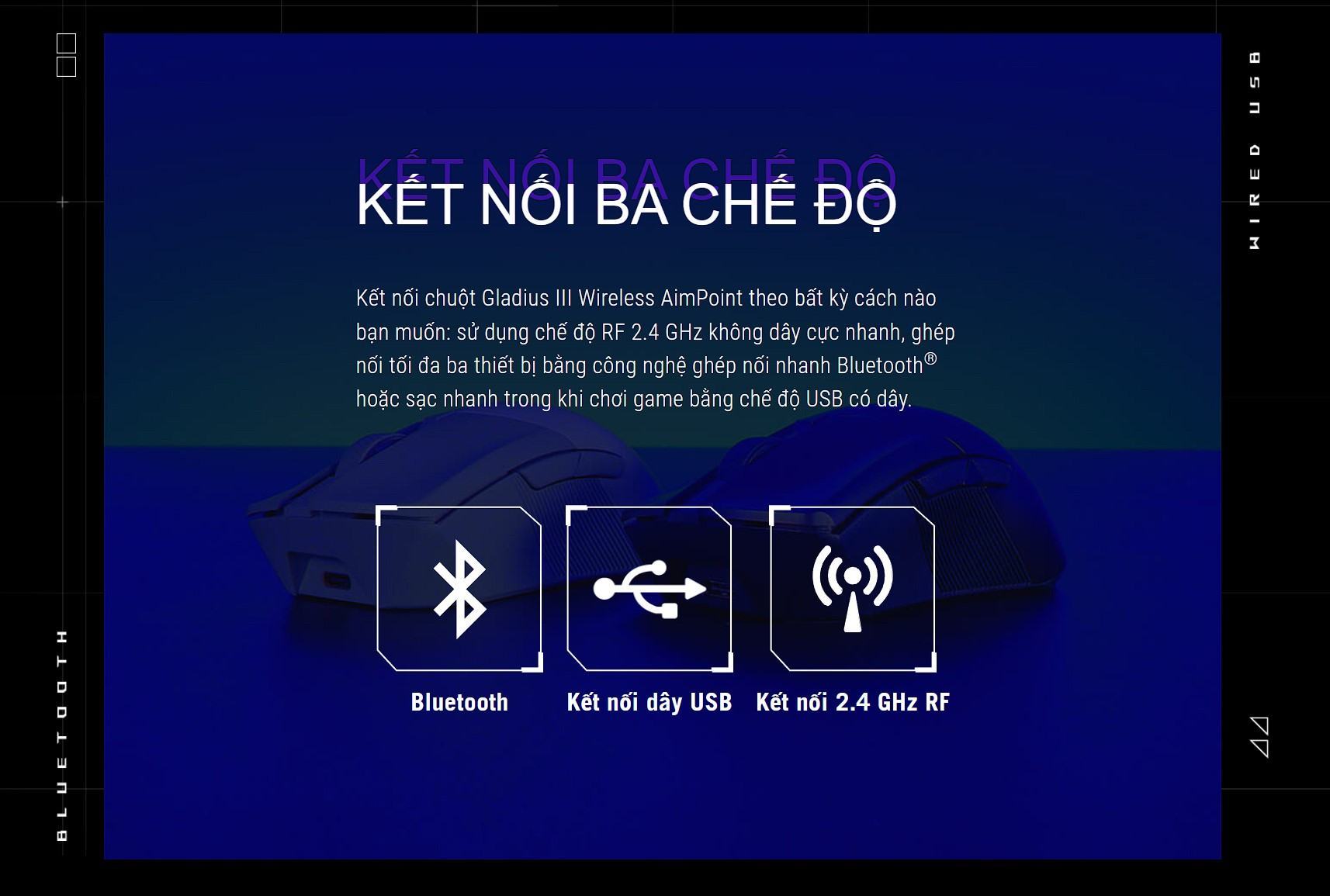 Chuột Gaming không dây ASUS ROG Gladius III Wireless AimPoint White 90MP02Y0-BMUA10