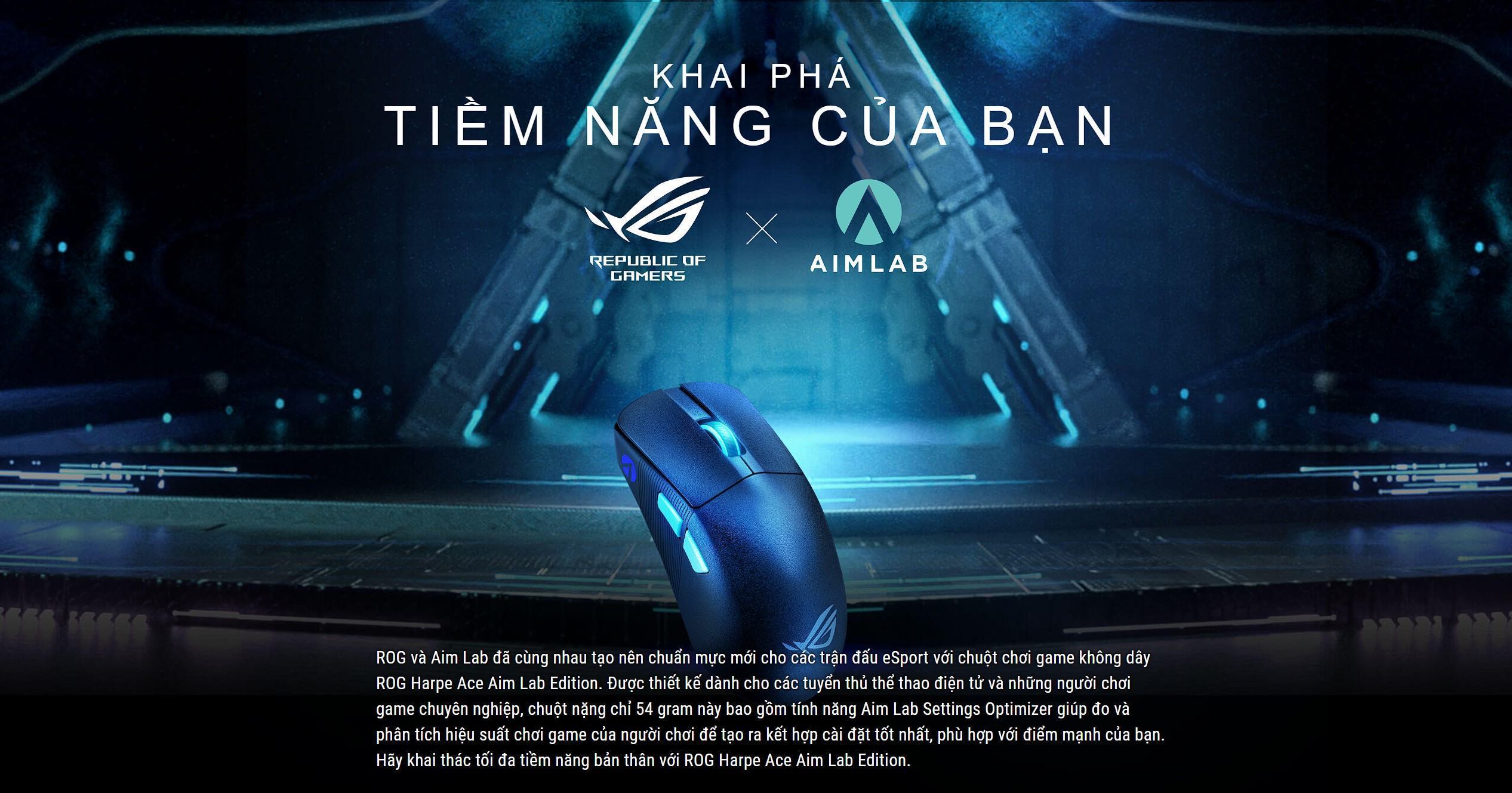 Chuột Gaming không dây Asus ROG Harpe Ace Aim Lab Edition-Moonlight White _ 90MP02W0-BMUA10