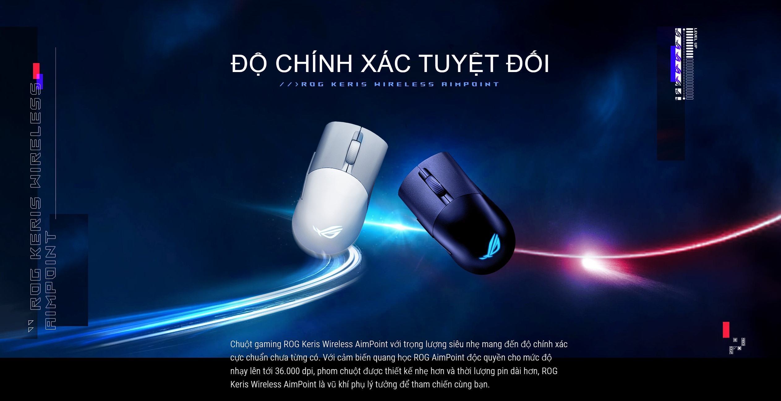 Chuột Gaming không dây ASUS ROG KERIS Wireless AimPoint White 90MP02V0-BMUA10