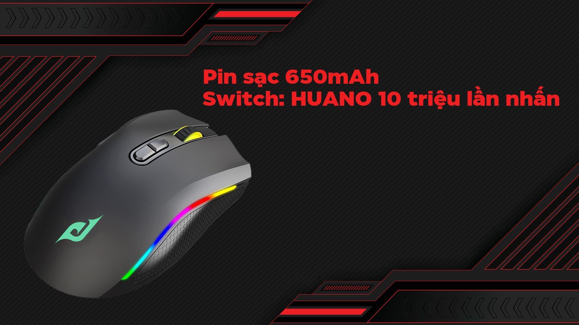 Chuột Gaming không dây Edra EM624W Đen (USB/Bluetooth/RGB/Huano switch)