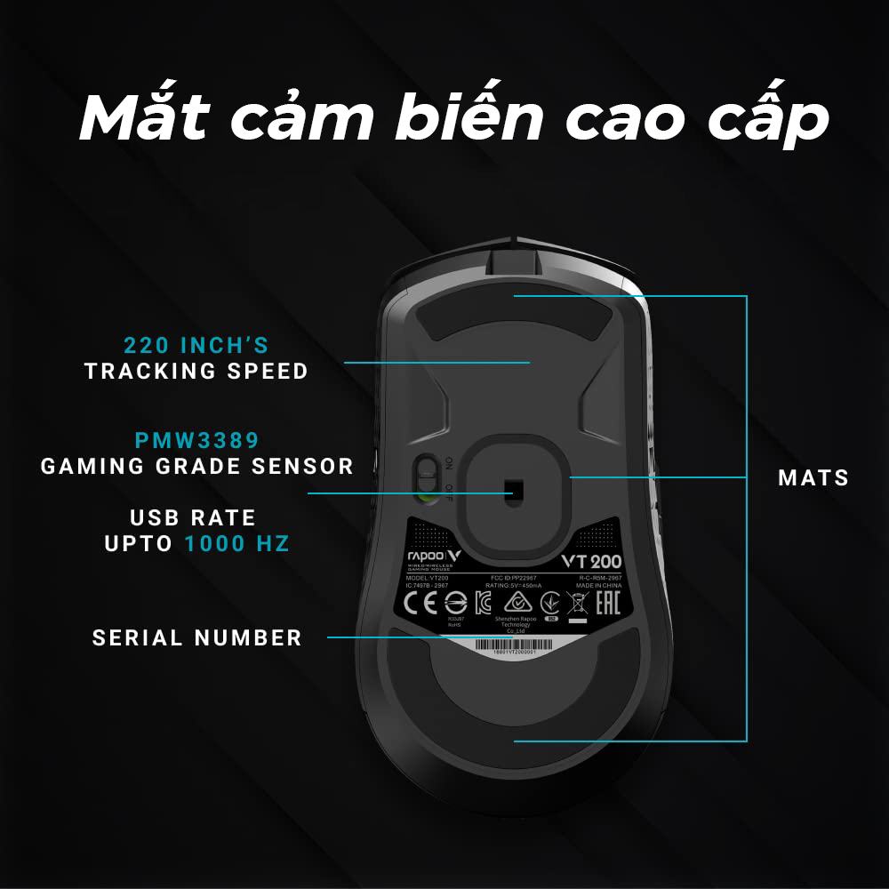 Chuột Gaming không dây Rapoo VT200 Wireless 3