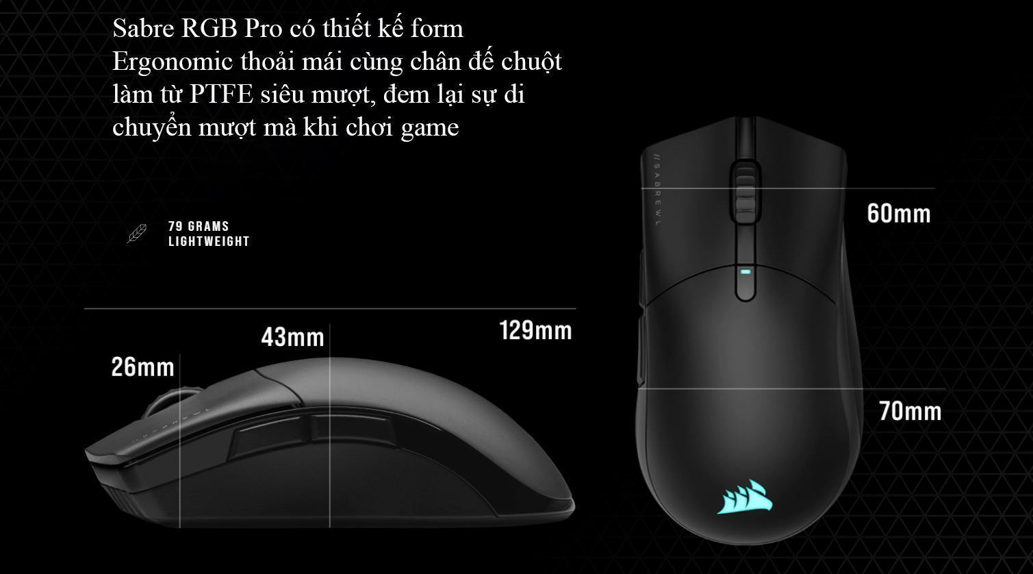 Chuột không dây Corsair Sabre Pro RGB (USB) (CH-9313211-AP) 2