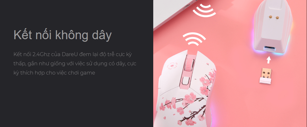 Chuột không dây Dareu EM901X RGB Blue White 4