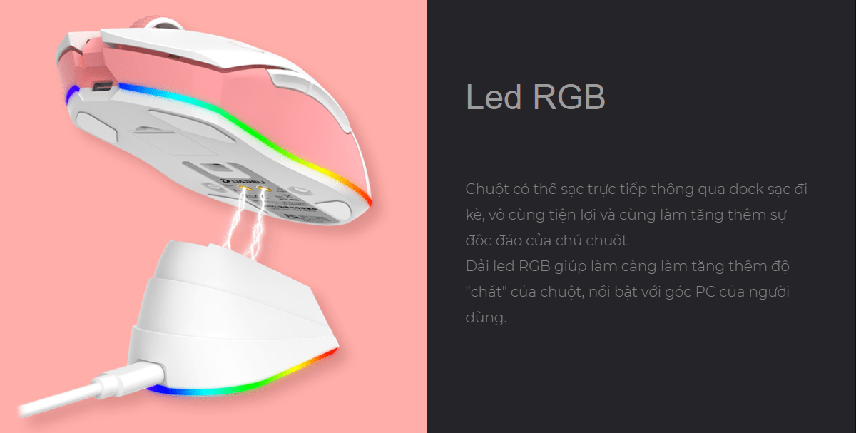 Chuột không dây Dareu EM901X RGB Blue White 3