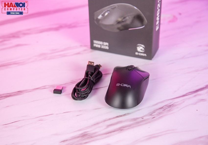 Chuột Không dây E-Dra EM622W Đen (USB/RGB/Huano20M/Avago3327/12400dpi)