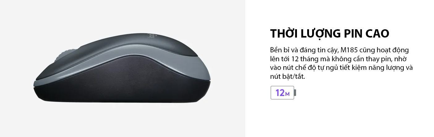 Chuột không dây Logitech M185 xanh đen (USB) 4