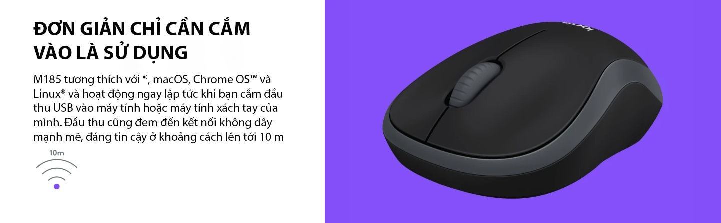 Chuột không dây Logitech M185 xanh đen (USB) 5