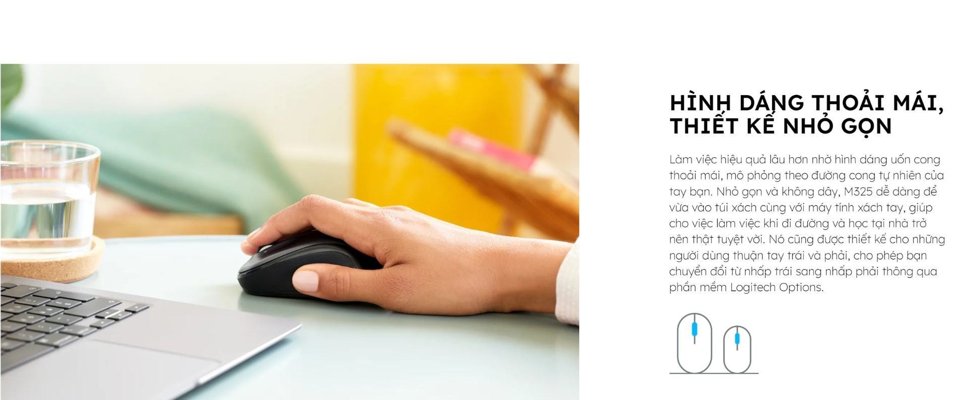 Chuột không dây Logitech M325 Wireless (USB/Đen Bạc)