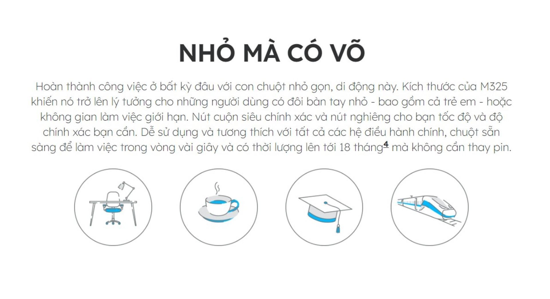 Chuột không dây Logitech M325 Wireless (USB/Đen Bạc)