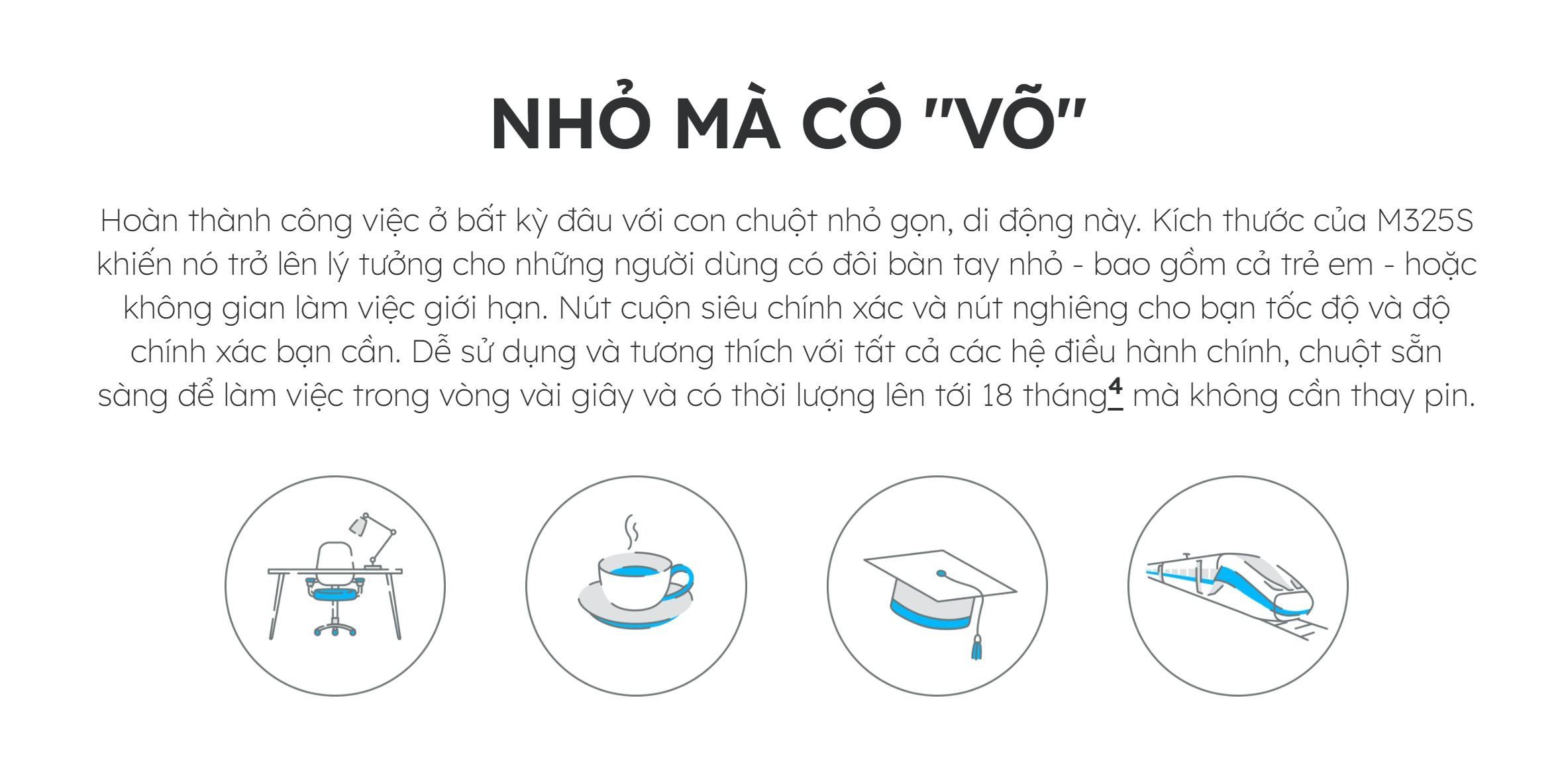 Chuột không dây Logitech M325S Wireless Đen bạc đậm 910-006814