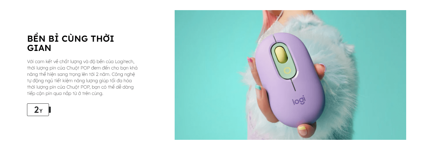 Chuột không dây Logitech Pop Mouse with EMOJI màu Đen 6q