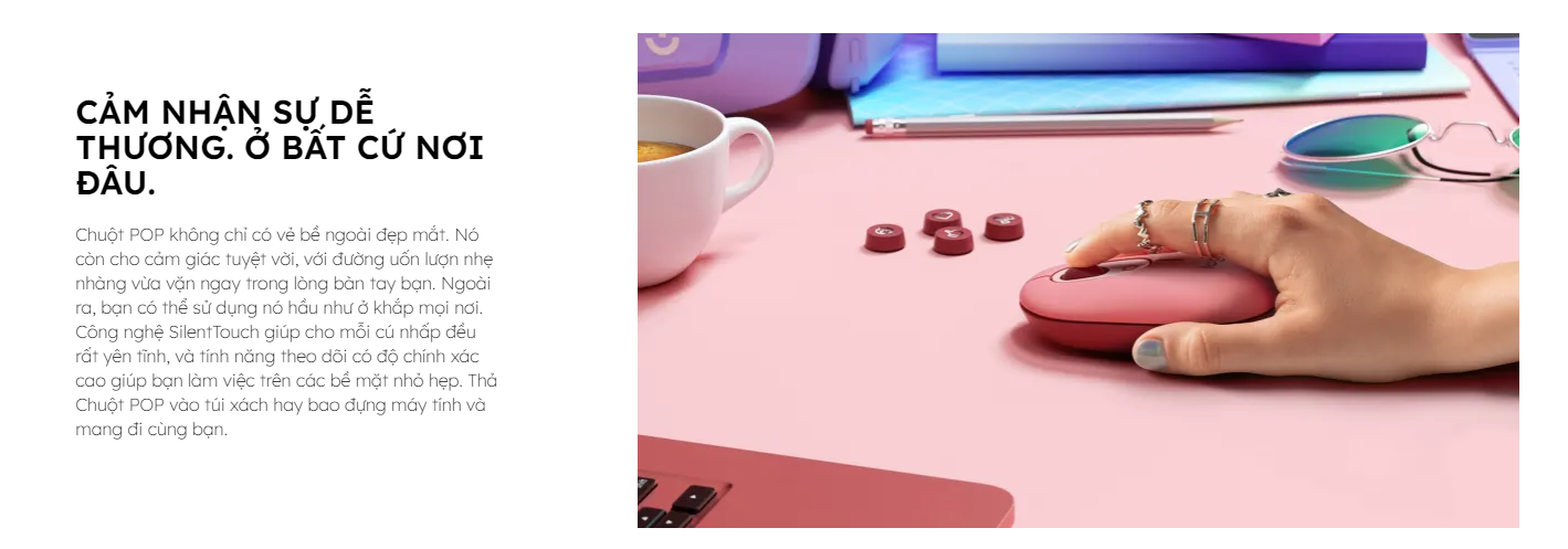 Chuột không dây Logitech Pop Mouse with EMOJI màu Tím 3