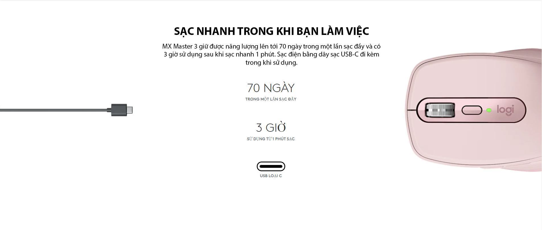 Chuột Logitech MX Anywhere 3 Rose (USB/Wireless/Bluetooth/Hồng/910-005994) 6