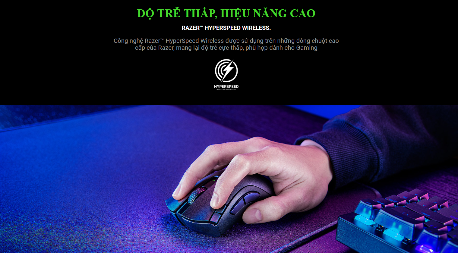 Chuột Razer DeathAdder V2 X HyperSpeed-Wireless Ergonomic (RZ01-04130100-R3A1) 2