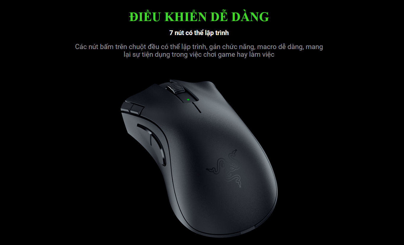 Chuột Razer DeathAdder V2 X HyperSpeed-Wireless Ergonomic (RZ01-04130100-R3A1) 5