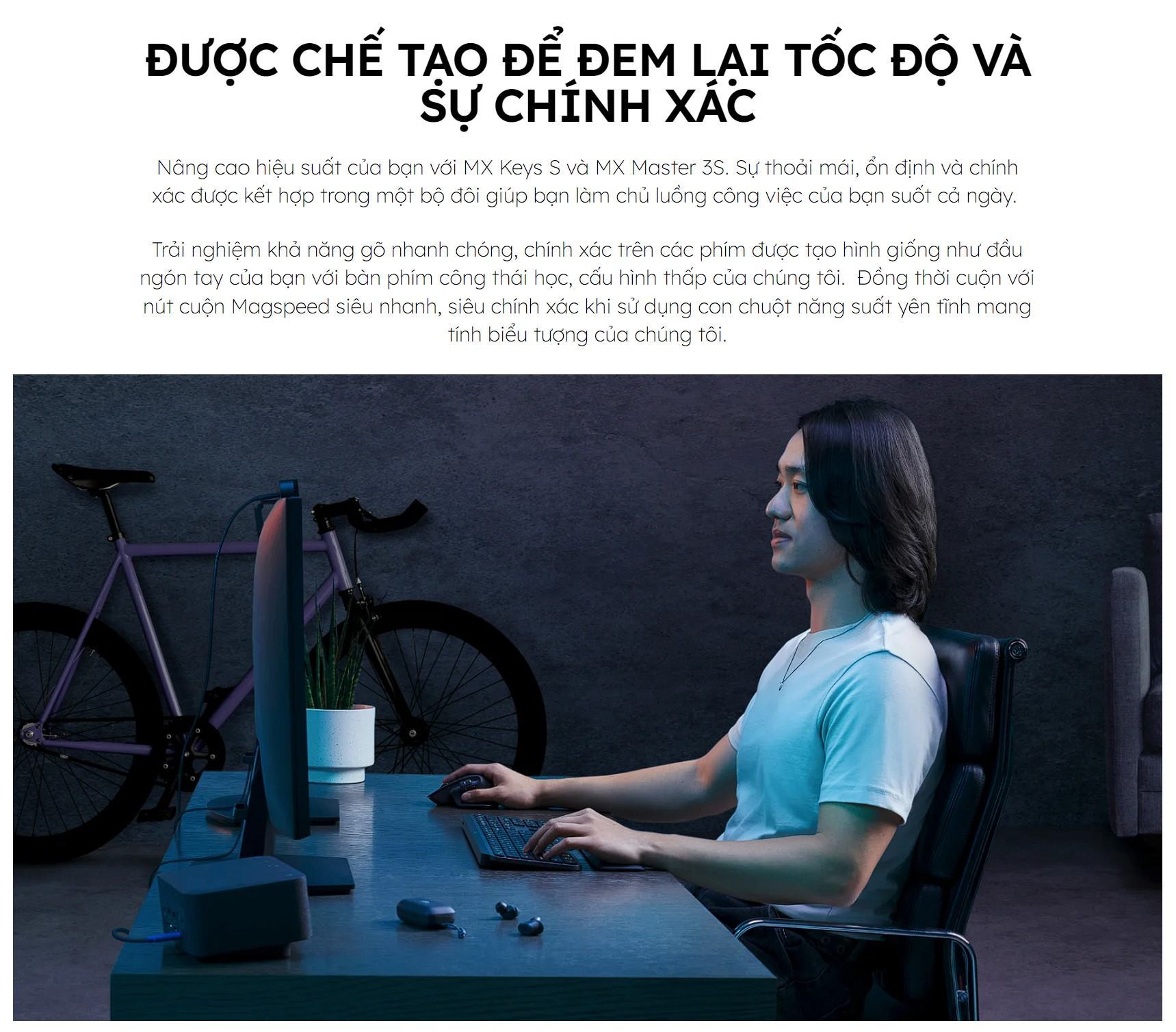 Combo Bàn Phím và Chuột không dây Logitech MX Keys S Graphite 920-011605